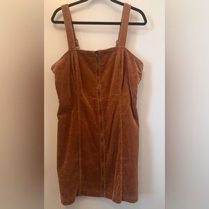 Corduroy burnt orange dress with metal strap adjusters size XL festival preppy